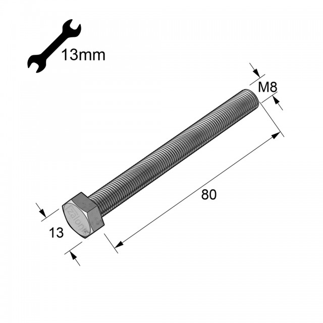 HEXAGON HEAD STEEL BOLT M8x80